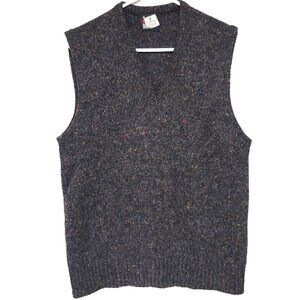 Robert Bruce Sweater Vest XL Mens Grandpa Gray Brown Wool Knit USA 90s Old Money